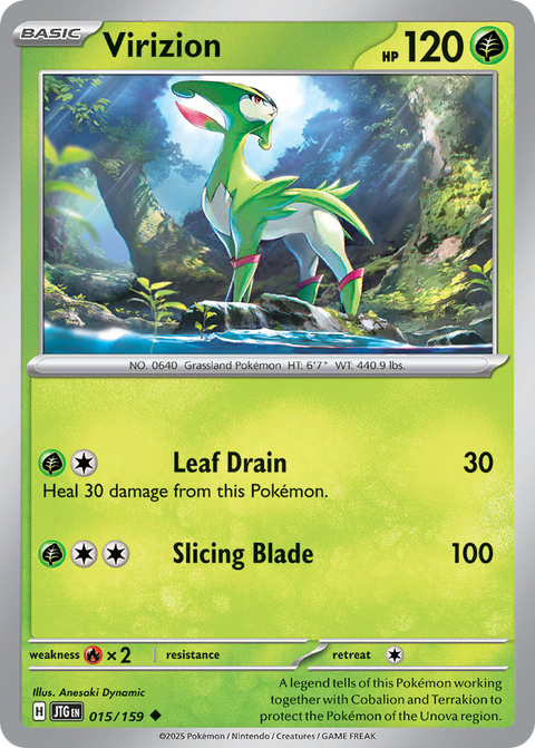 Virizion 15 Journey Together Pokémon card