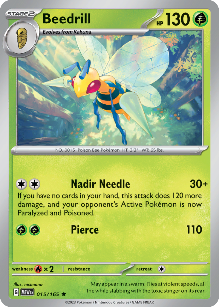 Beedrill 15 151 Pokémon card