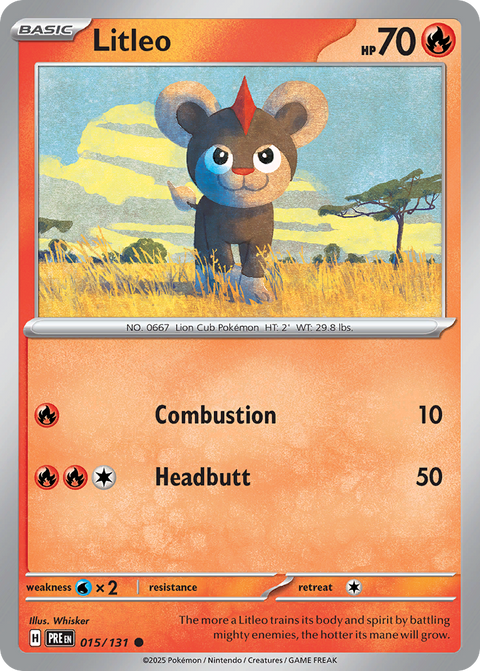 Litleo 15 Prismatic Evolutions Pokémon card