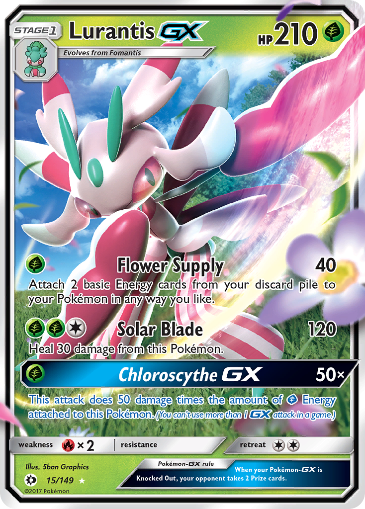 Lurantis-GX 15 Sun & Moon Pokémon card