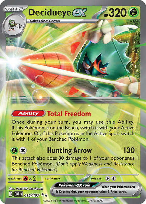 Decidueye ex 15 Obsidian Flames Pokémon card