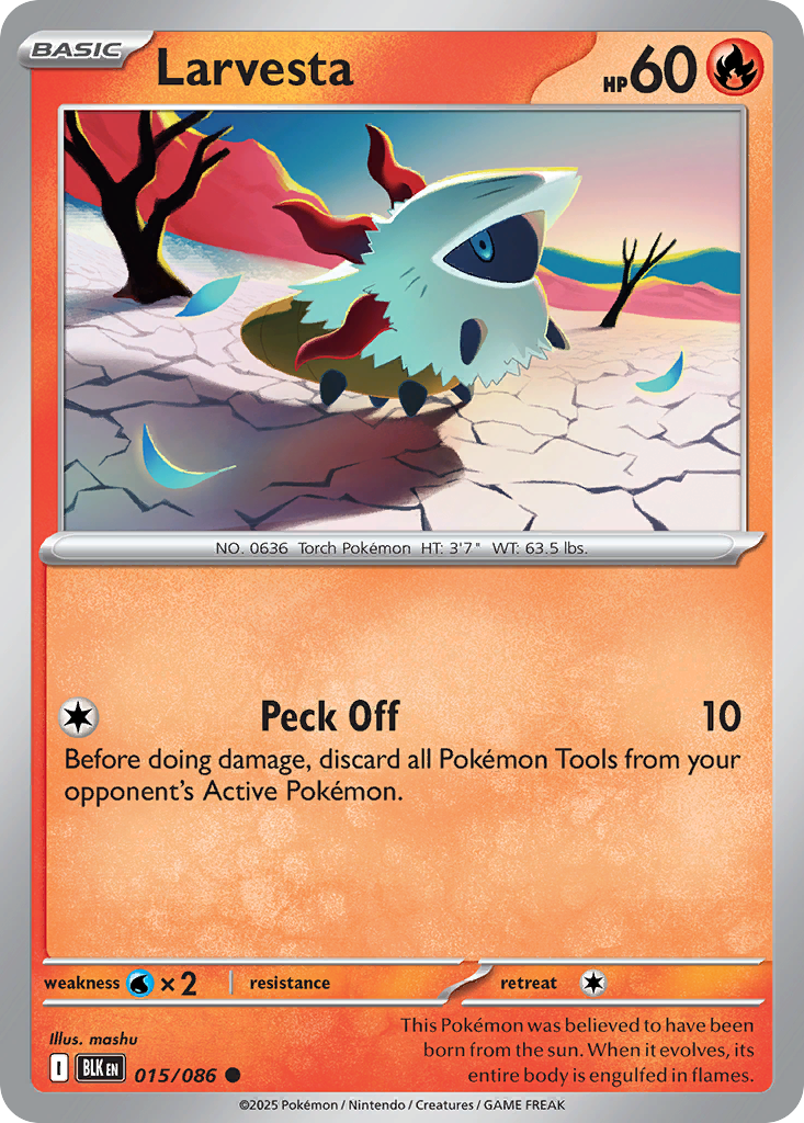 Larvesta 15 Black Bolt Pokémon card