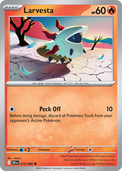 Larvesta 15 Black Bolt Pokémon card