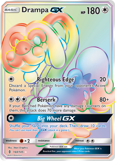 Drampa-GX 160 Guardians Rising Pokémon card