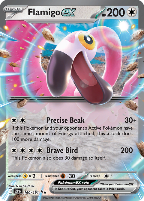 Flamigo ex 160 Surging Sparks Pokémon card