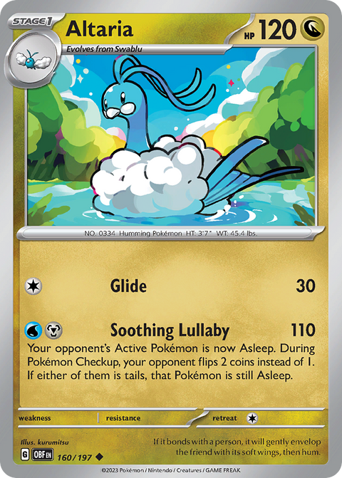 Altaria 160 Obsidian Flames Pokémon card