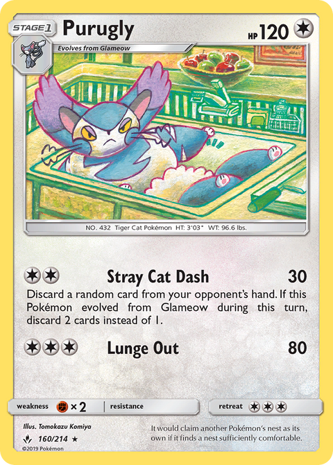 Purugly 160 Unbroken Bonds Pokémon card