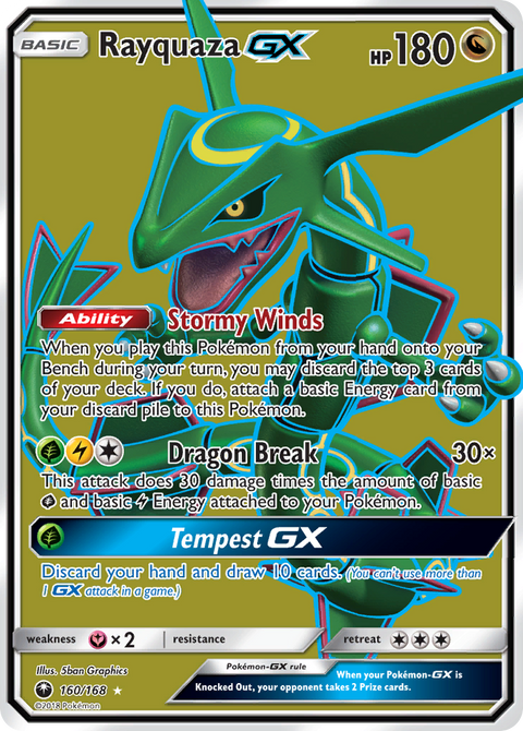 Rayquaza-GX 160 Celestial Storm Pokémon card