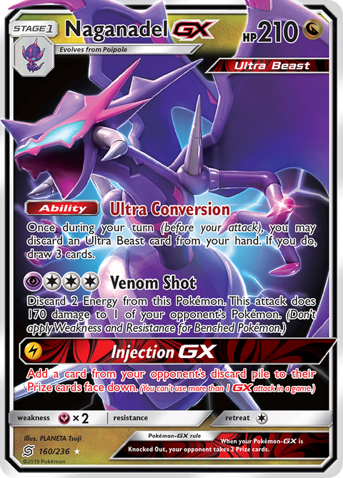 Naganadel-GX 160 Unified Minds Pokémon card