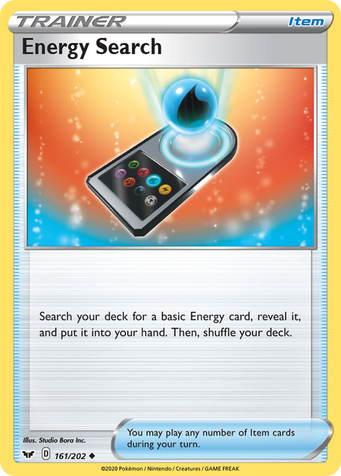 Energy Search 161 Sword & Shield Pokémon card
