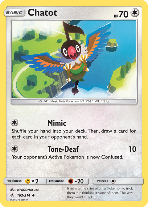 Chatot 162 Unbroken Bonds Pokémon card