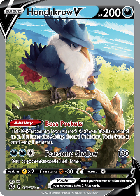 Honchkrow V 162 Brilliant Stars Pokémon card