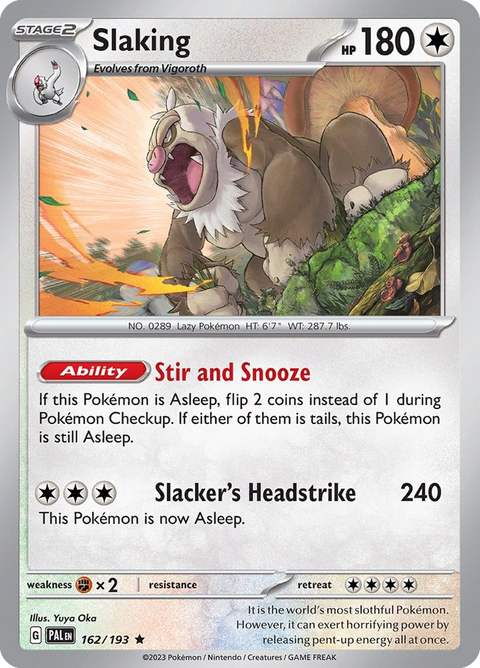 Slaking 162 Paldea Evolved Pokémon card