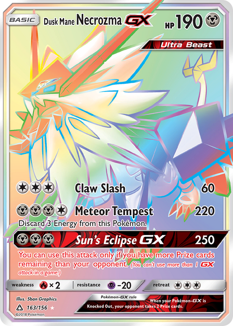 Dusk Mane Necrozma-GX 163 Ultra Prism Pokémon card