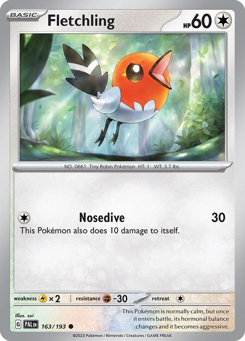 Fletchling 163 Paldea Evolved Pokémon card