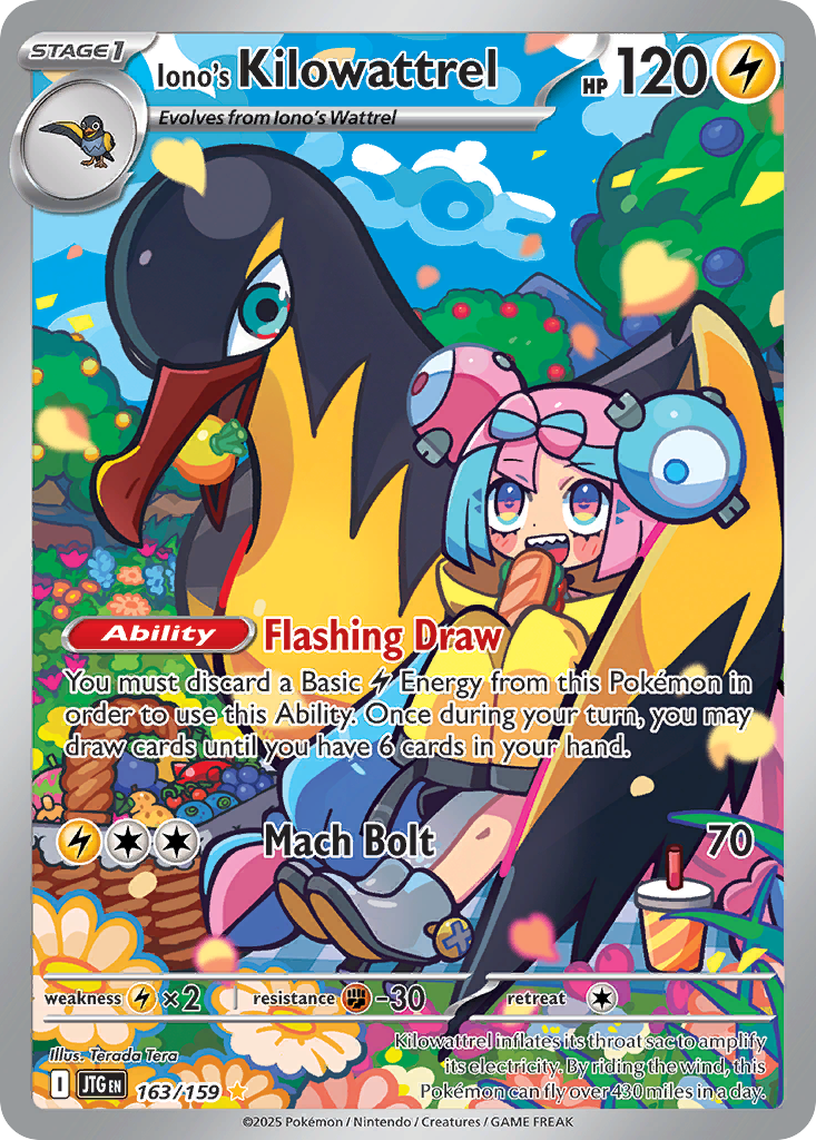 Iono's Kilowattrel 163 Journey Together Pokémon card