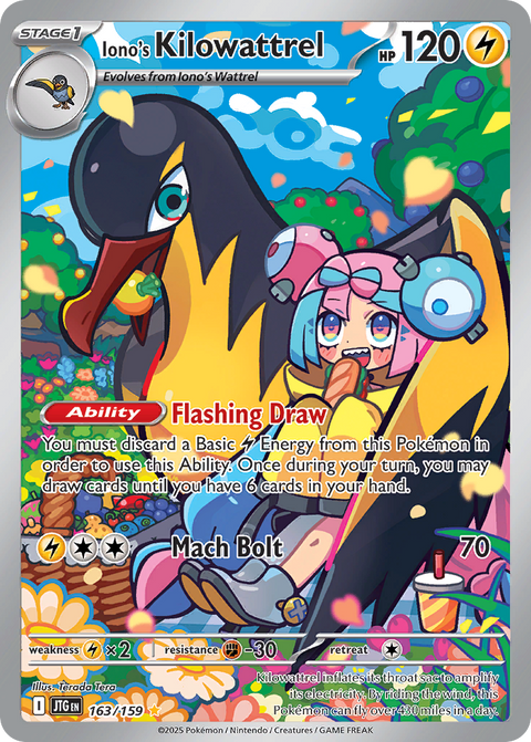 Iono's Kilowattrel 163 Journey Together Pokémon card