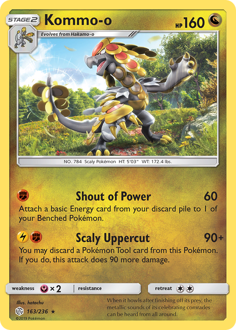 Kommo-o 163 Cosmic Eclipse Pokémon card