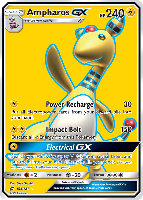 Ampharos-GX 163 Team Up Pokémon card