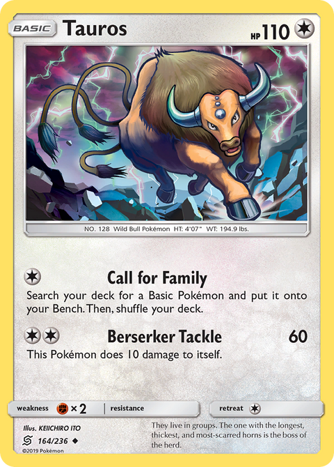 Tauros 164 Unified Minds Pokémon card