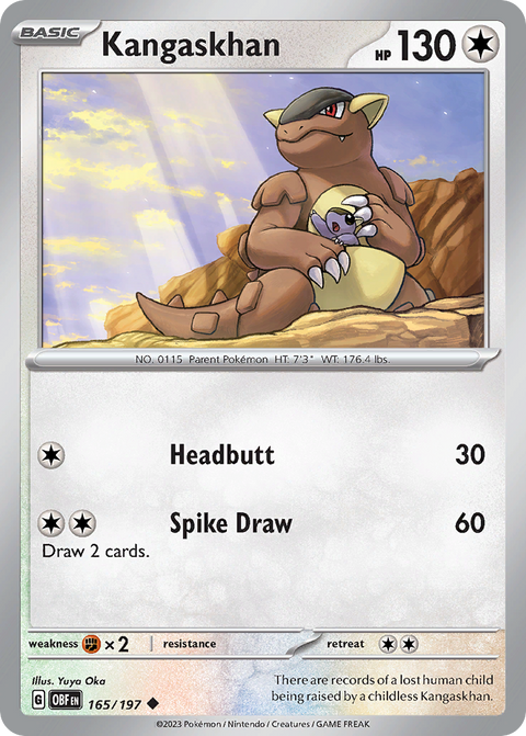 Kangaskhan 165 Obsidian Flames Pokémon card