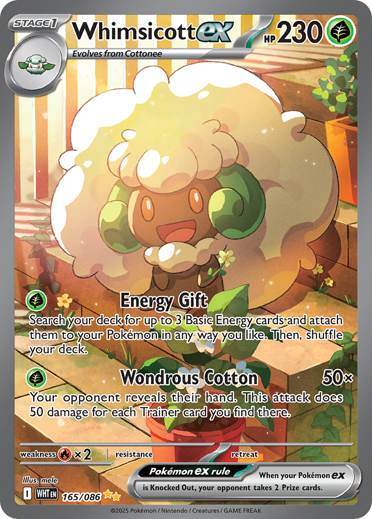 Whimsicott ex 165 White Flare Pokémon card