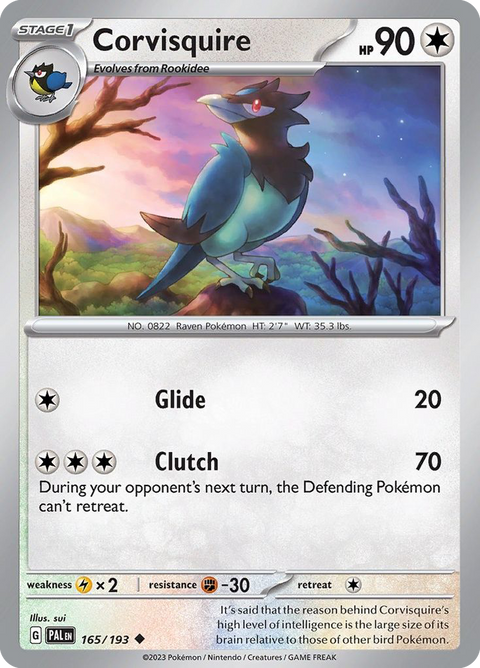 Corvisquire 165 Paldea Evolved Pokémon card