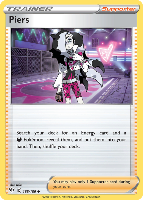 Piers 165 Darkness Ablaze Pokémon card