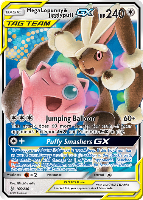 Mega Lopunny & Jigglypuff-GX 165 Cosmic Eclipse Pokémon card