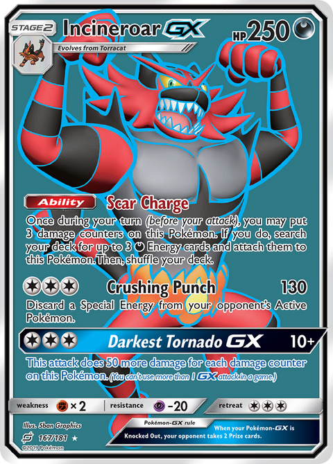 Incineroar-GX 167 Team Up Pokémon card