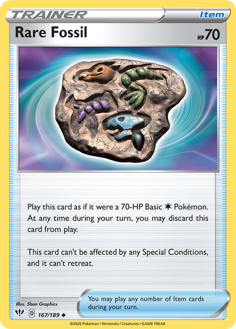 Rare Fossil 167 Darkness Ablaze Pokémon card