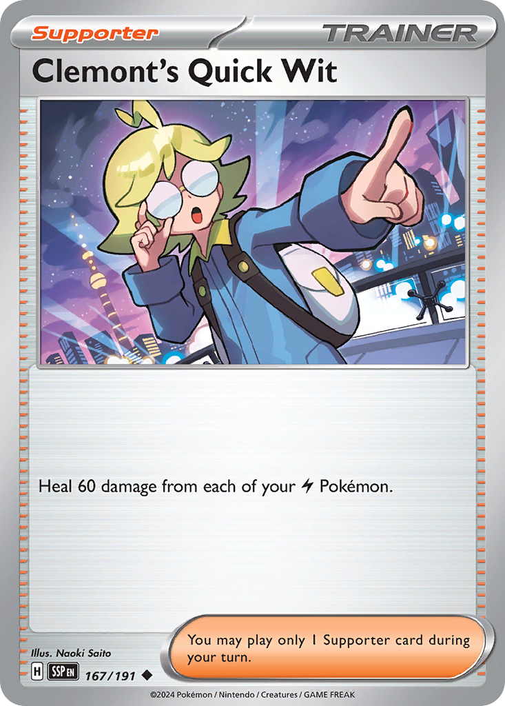 Clemont's Quick Wit 167 Surging Sparks Pokémon card