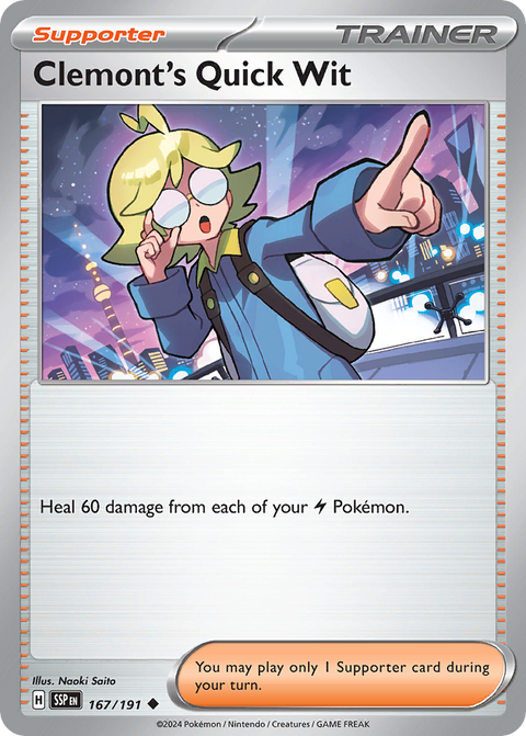 Clemont's Quick Wit 167 Surging Sparks Pokémon card