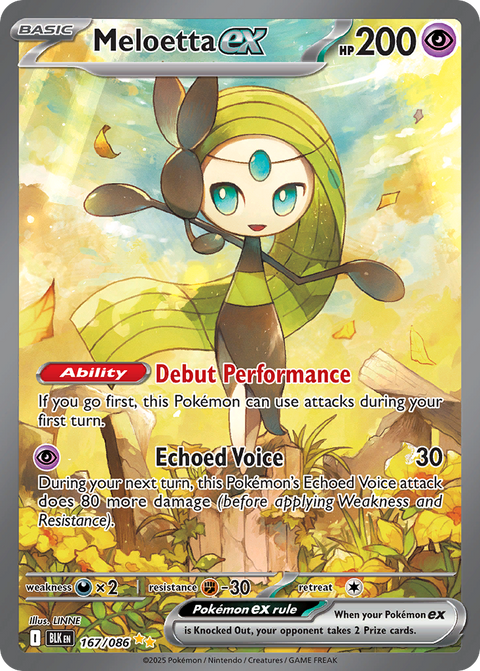 Meloetta ex 167 Black Bolt Pokémon card
