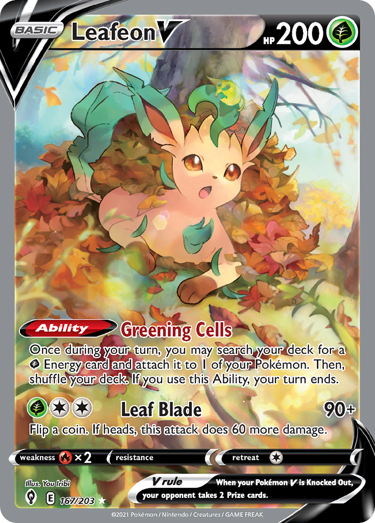Leafeon V 167 Evolving Skies Pokémon card
