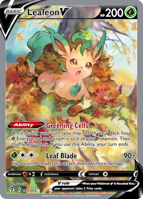 Leafeon V 167 Evolving Skies Pokémon card