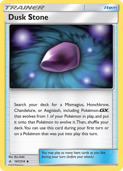 Dusk Stone 167 Unbroken Bonds Pokémon card