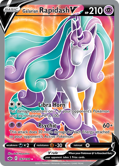 Galarian Rapidash V 167 Chilling Reign Pokémon card