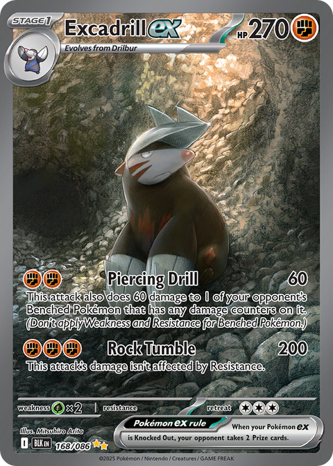 Excadrill ex 168 Black Bolt Pokémon card
