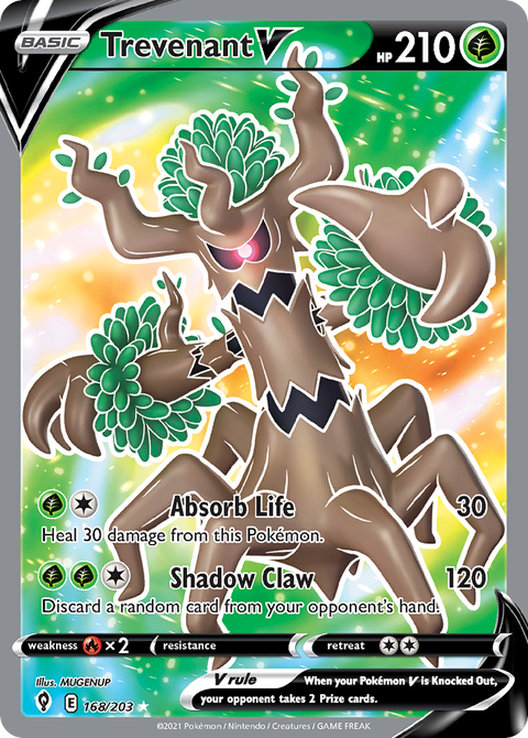 Trevenant V 168 Evolving Skies Pokémon card