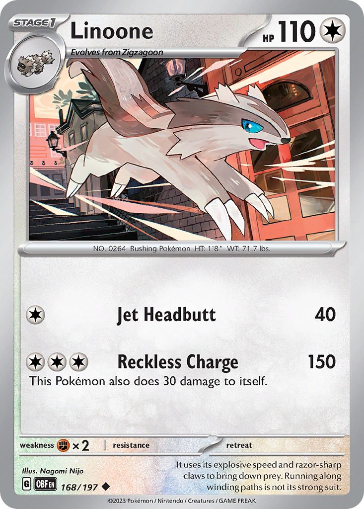 Linoone 168 Obsidian Flames Pokémon card