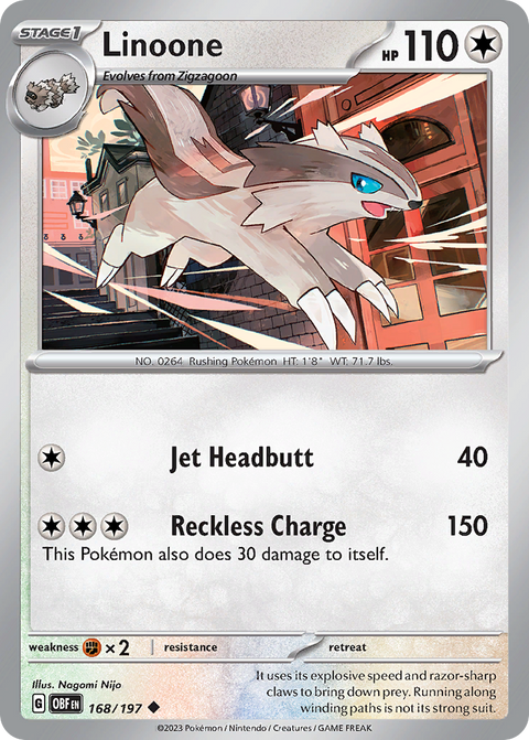 Linoone 168 Obsidian Flames Pokémon card