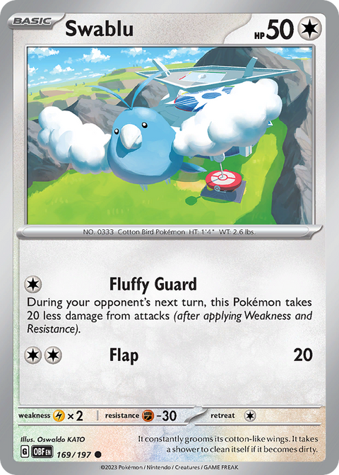 Swablu 169 Obsidian Flames Pokémon card