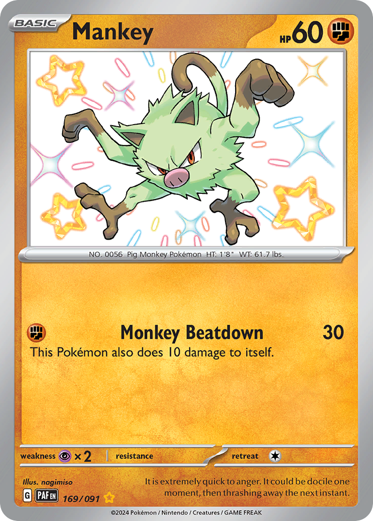 Mankey 169 Paldean Fates Pokémon card
