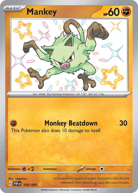 Mankey 169 Paldean Fates Pokémon card