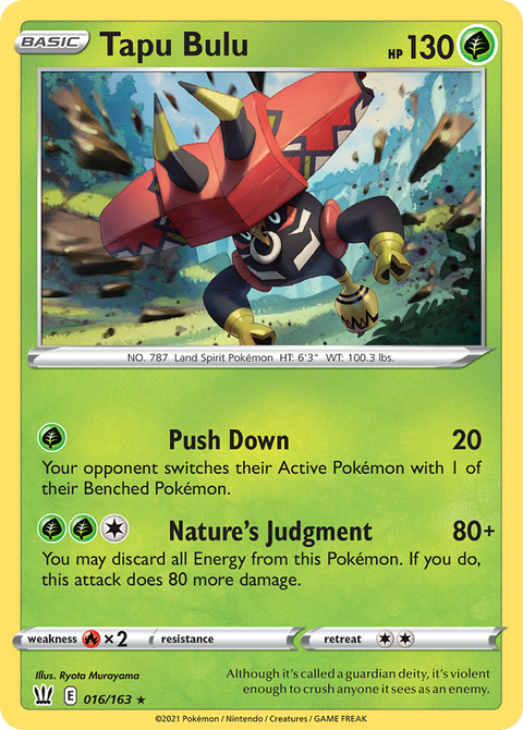 Tapu Bulu 16 Battle Styles Pokémon card