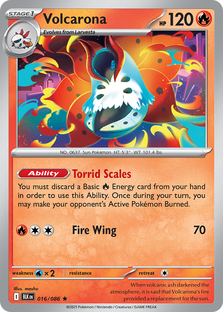 Volcarona 16 Black Bolt Pokémon card