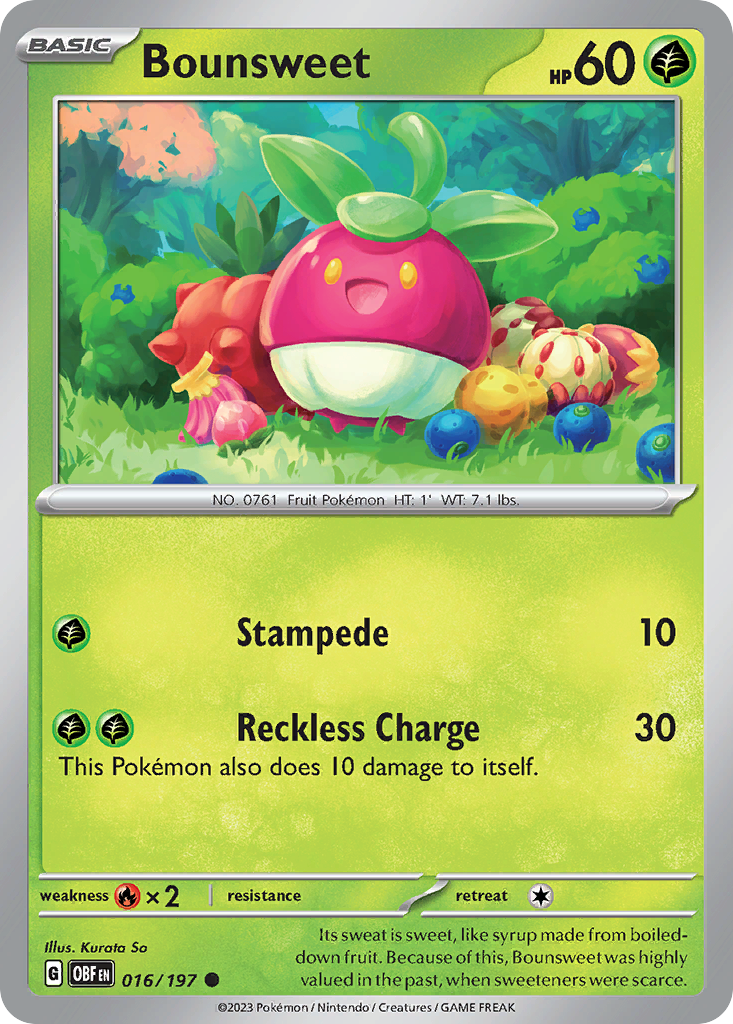 Bounsweet 16 Obsidian Flames Pokémon card