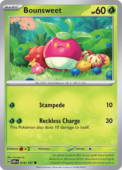 Bounsweet 16 Obsidian Flames Pokémon card
