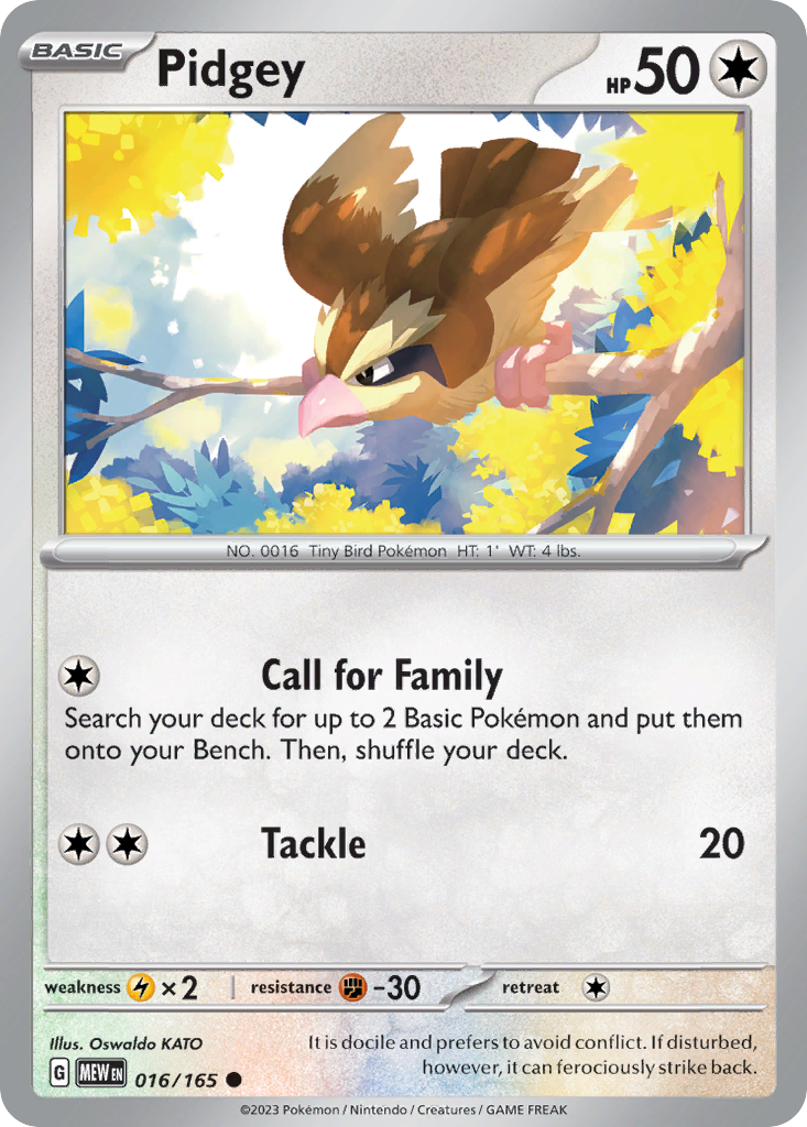 Pidgey 16 151 Pokémon card